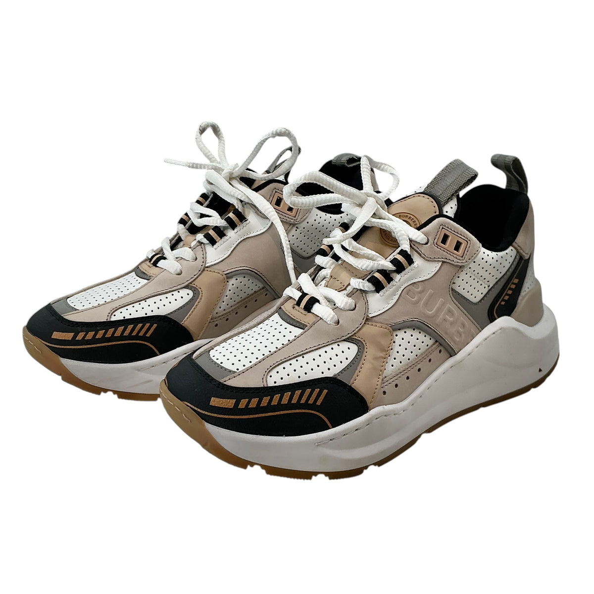 Burberry Embossed Logo Panelled Multi-Texture Sneakers