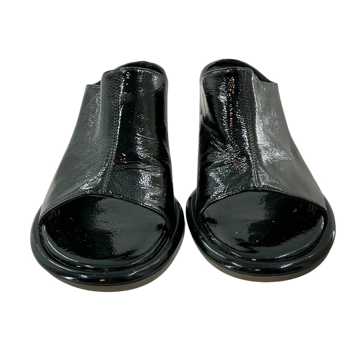 Khaite Watts Black Patent Leather Mule Sandal