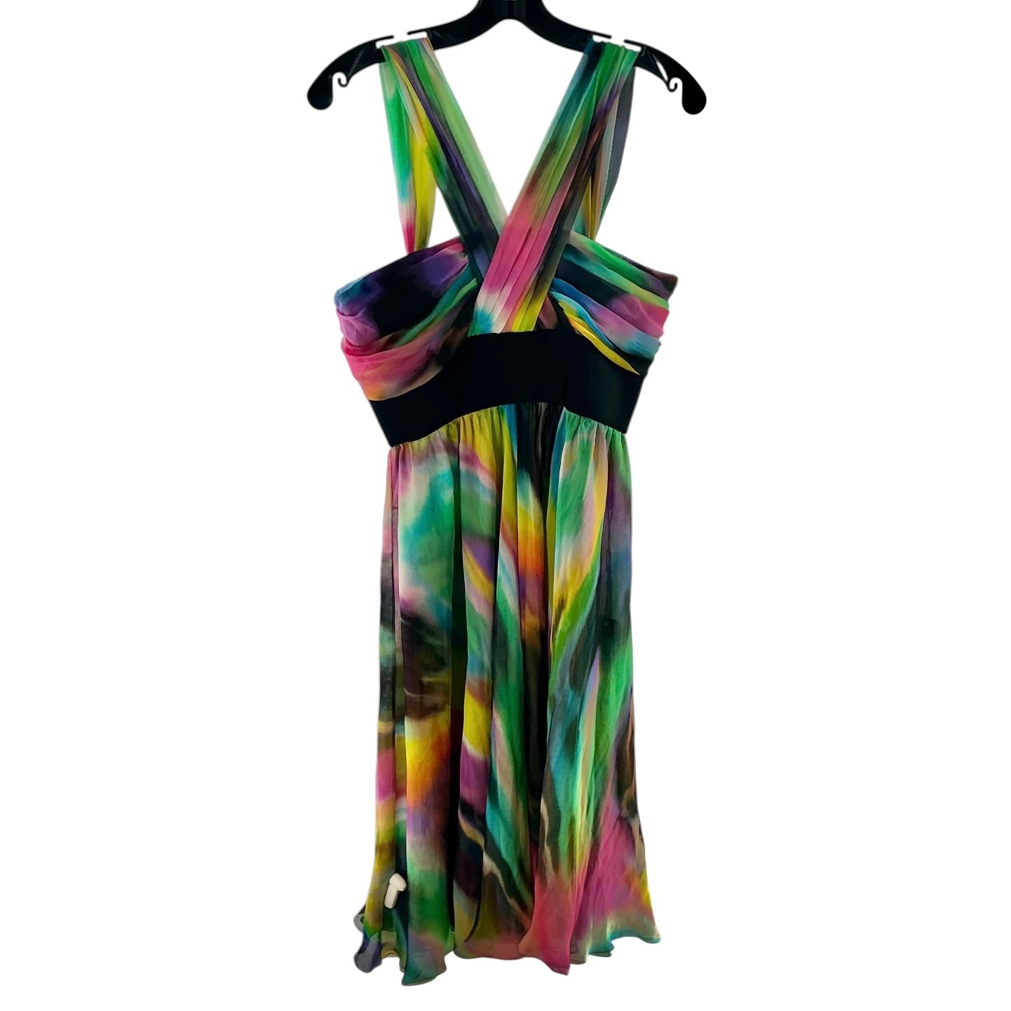 Dolce & Gabbana Rainbow Tie-Dye Silk Chiffon Mini Dress