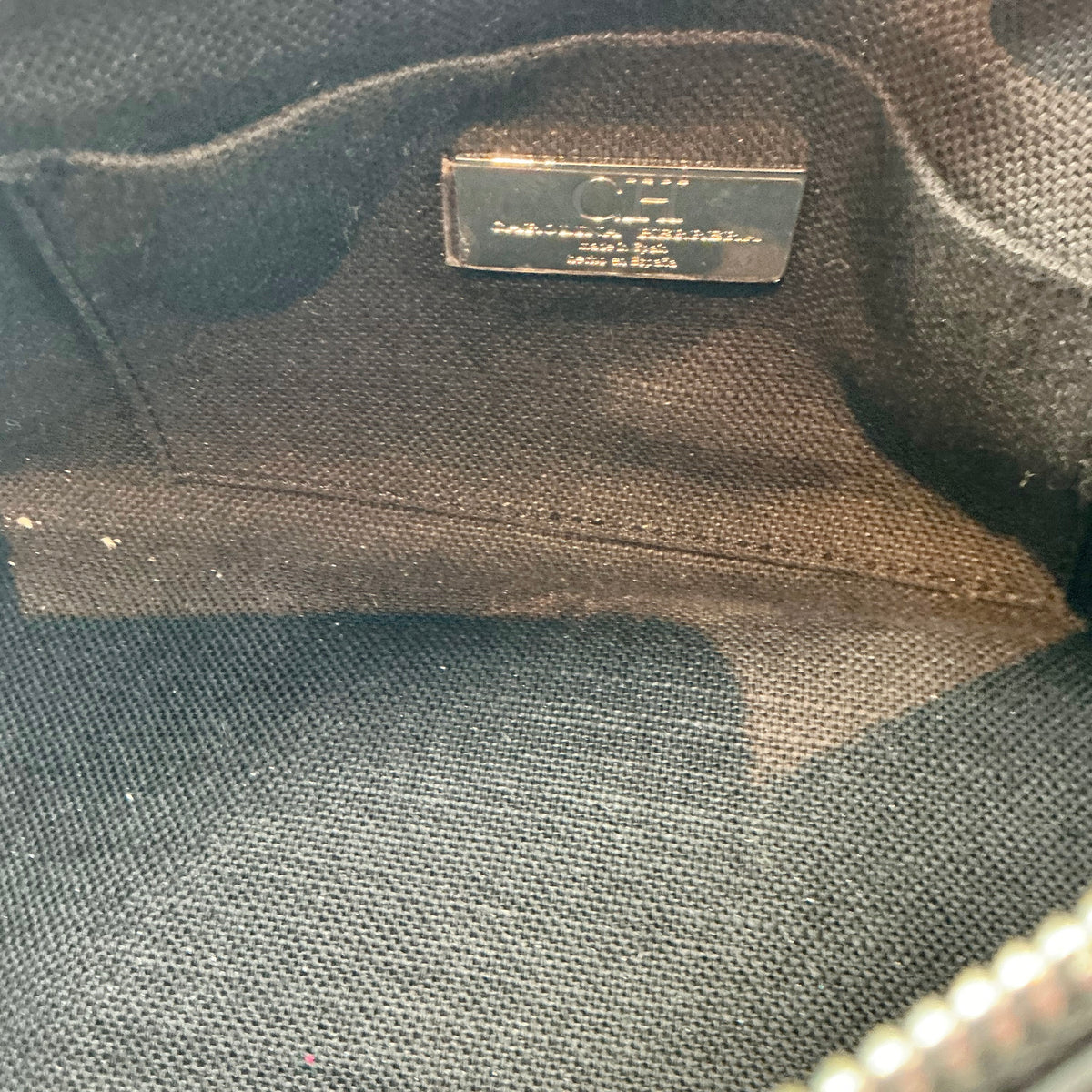 CH Carolina Herrera Black Leather Monogram Lipstick Shoulder Bag