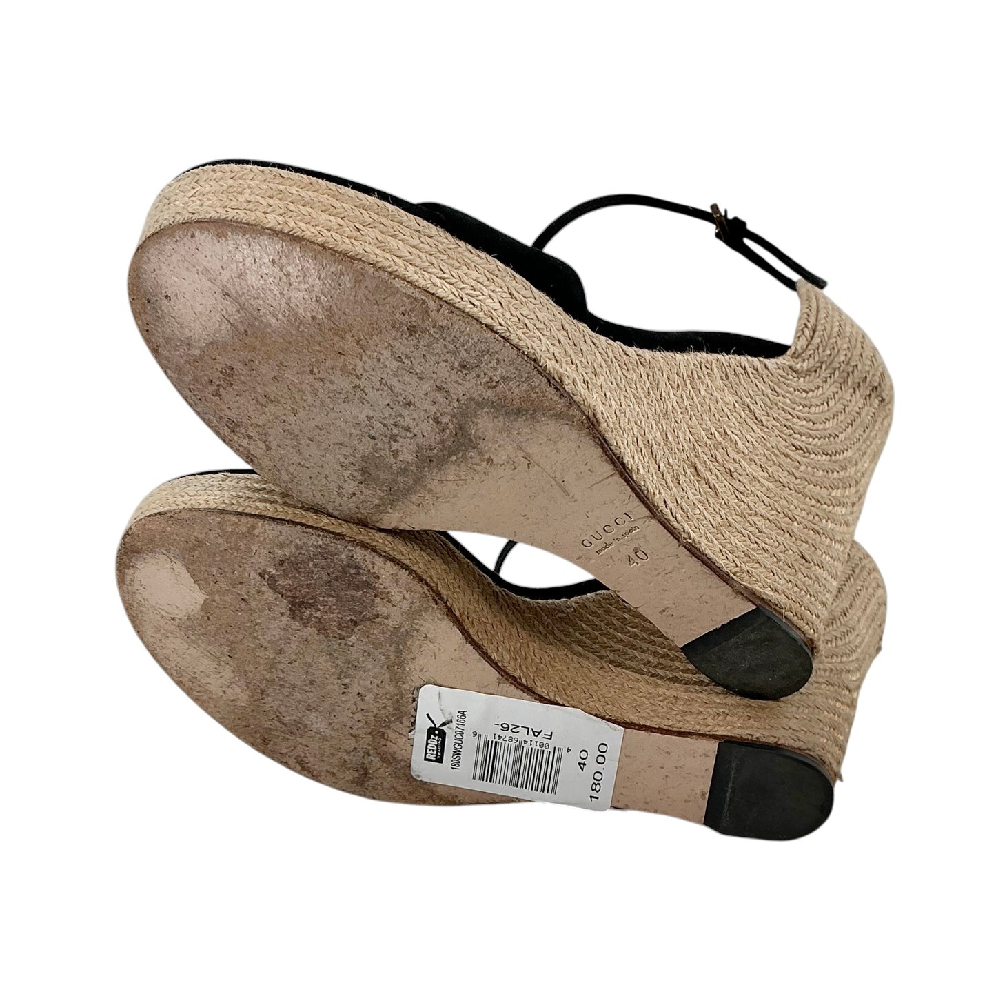 Gucci Horsebit Suede Espadrille Wedge Sandals Black
