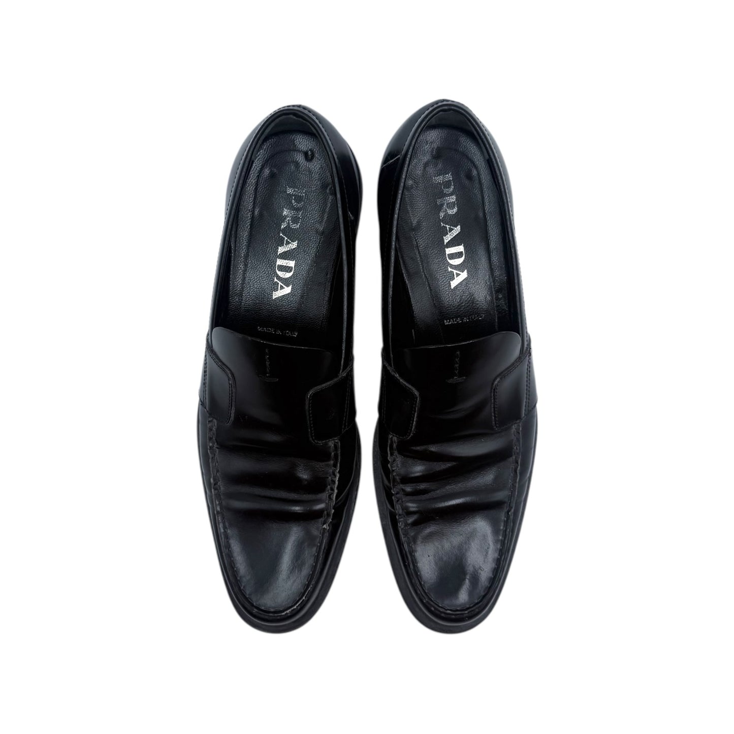 Prada Black Leather Dress Loafers