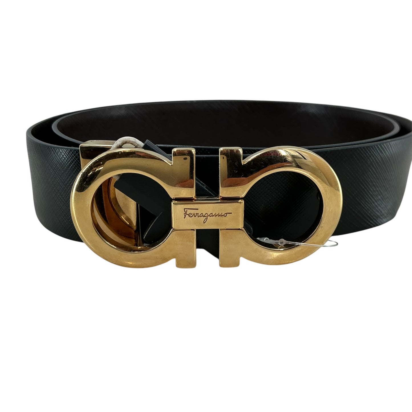 Salvatore Ferragamo Double Gancini Leather Belt – Black & Gold