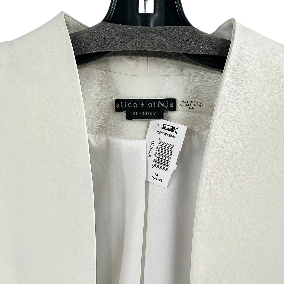 Alice + Olivia Harvey Leather Open-Front Cropped Jacket in White