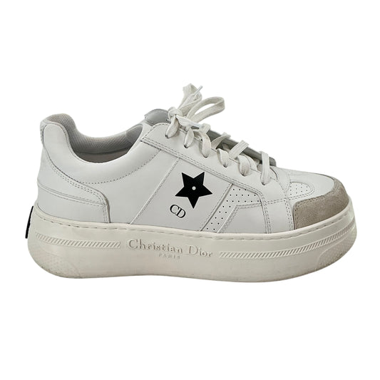 Christian Dior Star White Calfskin & Suede Low-Top Platform Sneakers