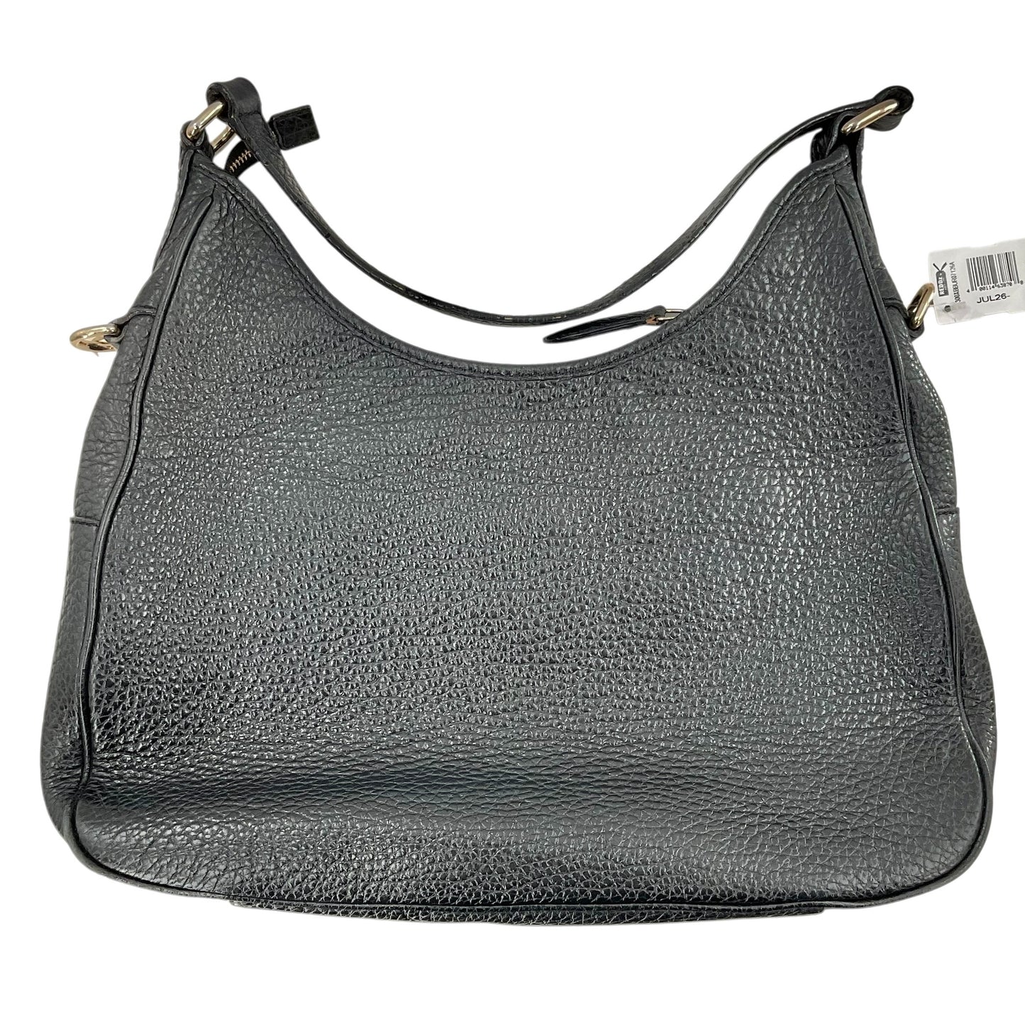 Burberry Black Grained Leather Front-Pocket Hobo Bag
