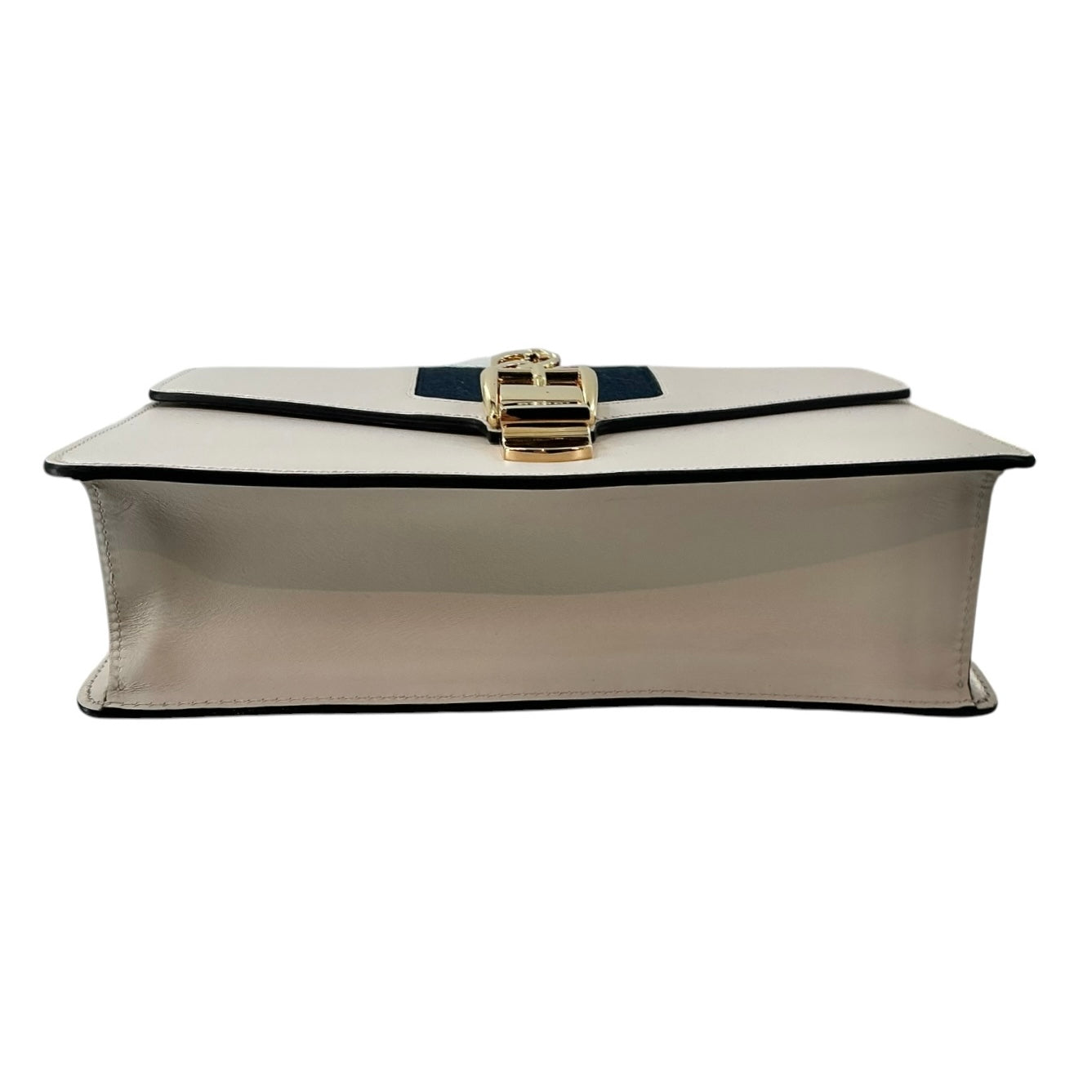 Gucci Sylvie Small White Calfskin Leather Web Shoulder Bag