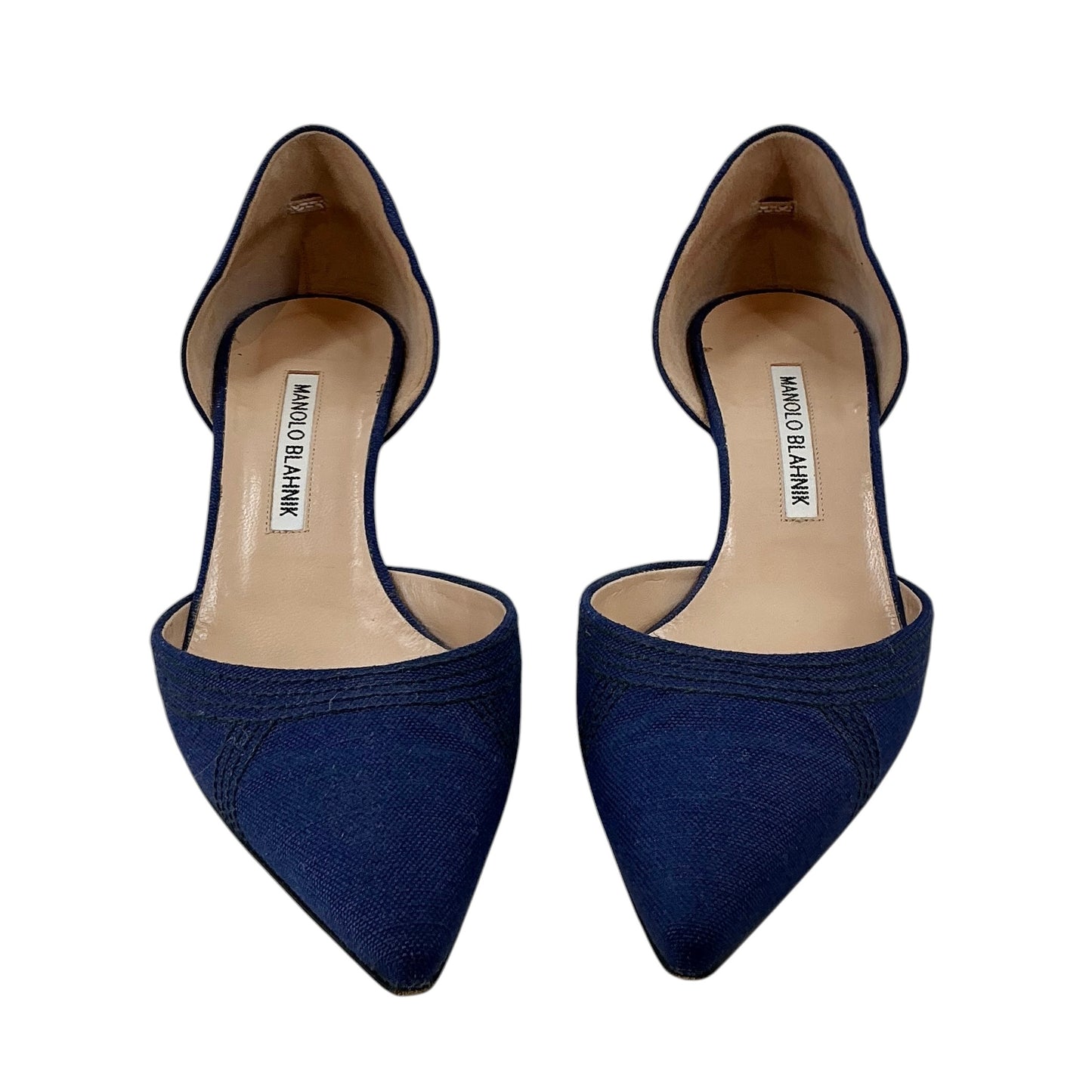 Manolo Blahnik Pointed Toe D'Orsay Navy Pumps