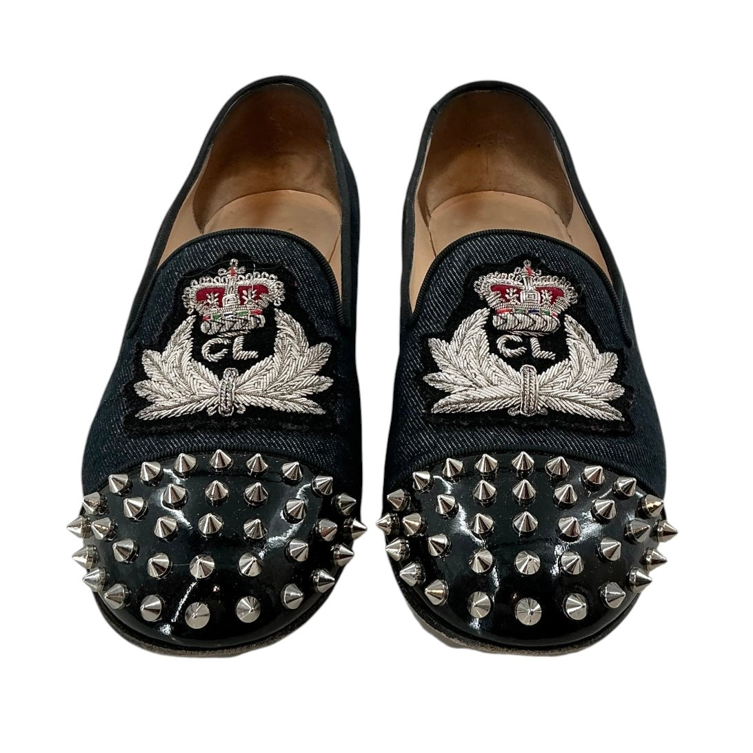 Christian Louboutin Denim Intern Flat Spiked Crest Loafers