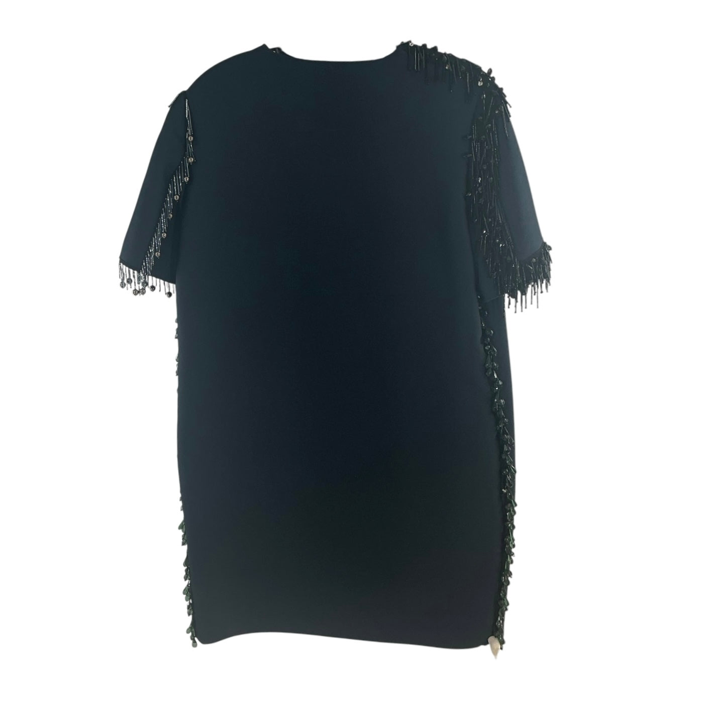 LANVIN Navy Beaded Fringe Silk Blend Dress