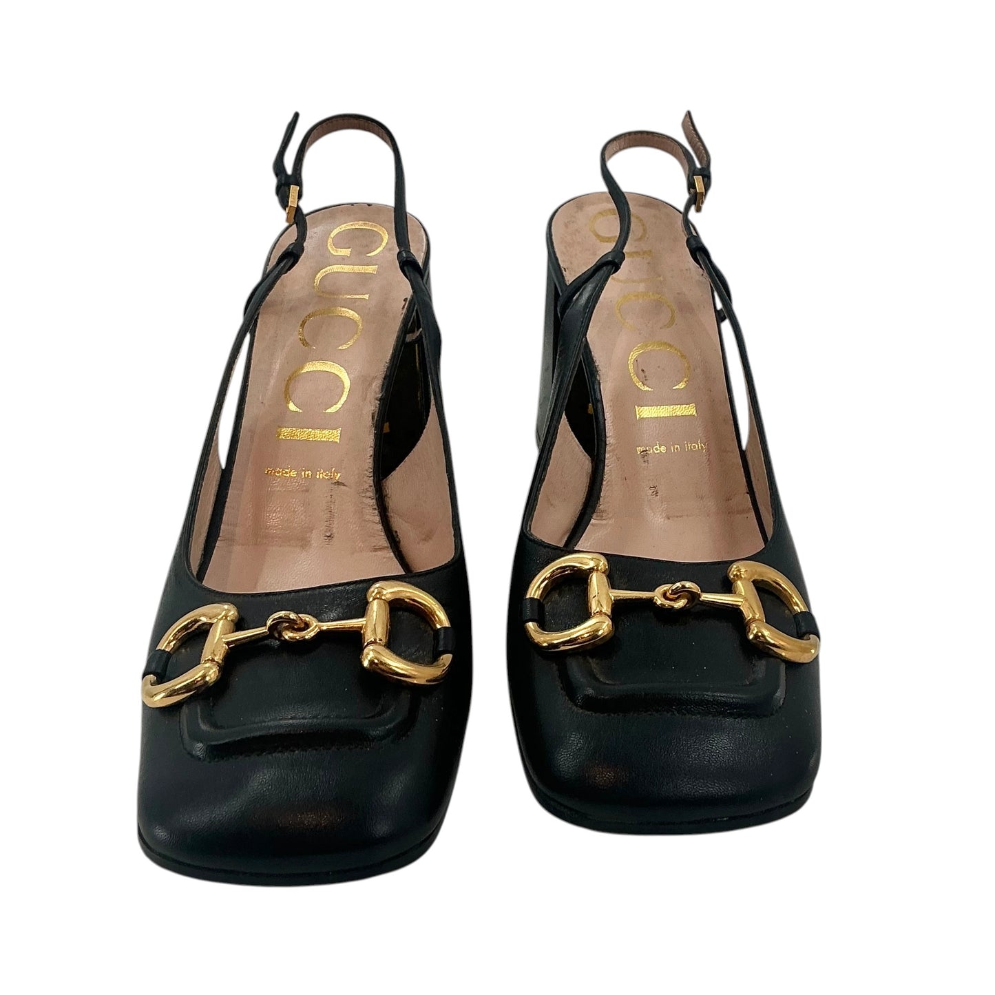 Gucci Baby Horsebit Leather Slingback Pumps