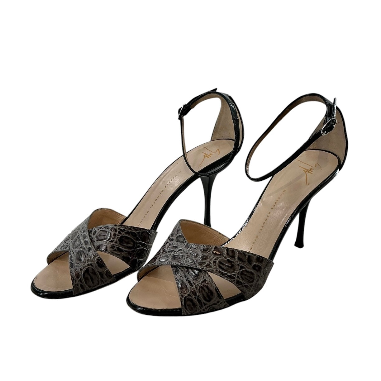 Giuseppe Zanotti Beverly Alligator-Embossed Strappy Heels