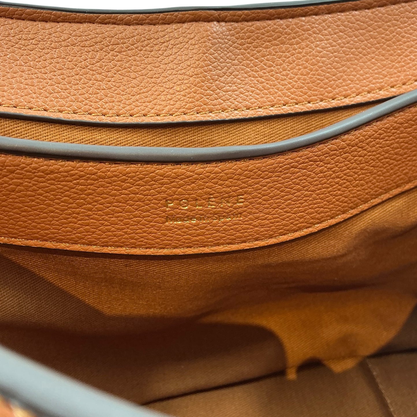 Polène Mokki Textured Camel Leather Top-Handle Shoulder Bag