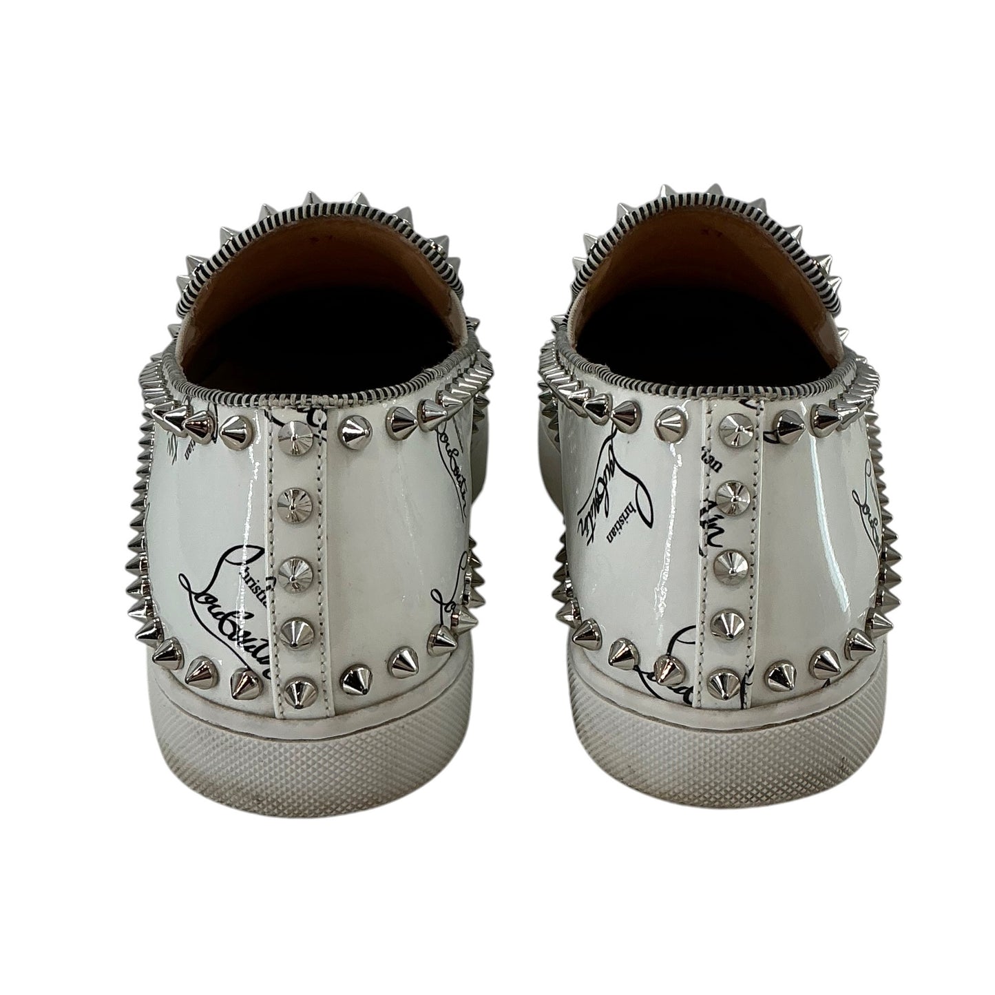 Christian Louboutin Pik Boat Spikes Patent Graffiti Slip-On Sneakers
