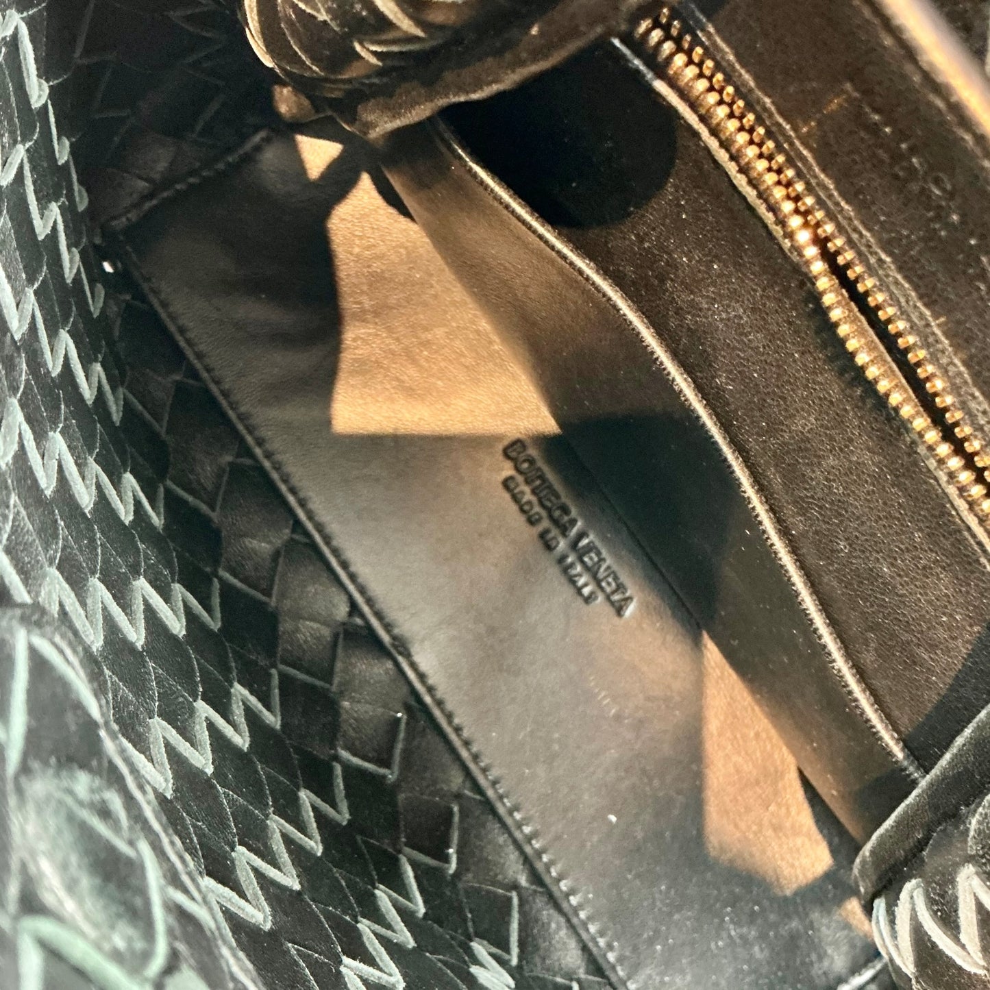Bottega Veneta Nappa Intrecciato Small Andiamo Shoulder Bag in Black