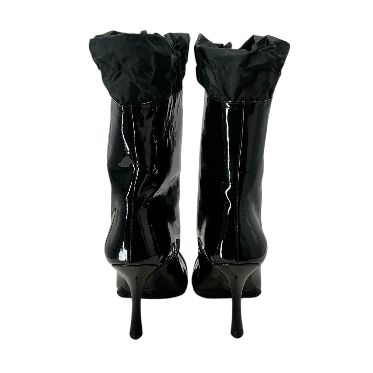 Miu Miu Black Patent Leather Heeled Rain Boots