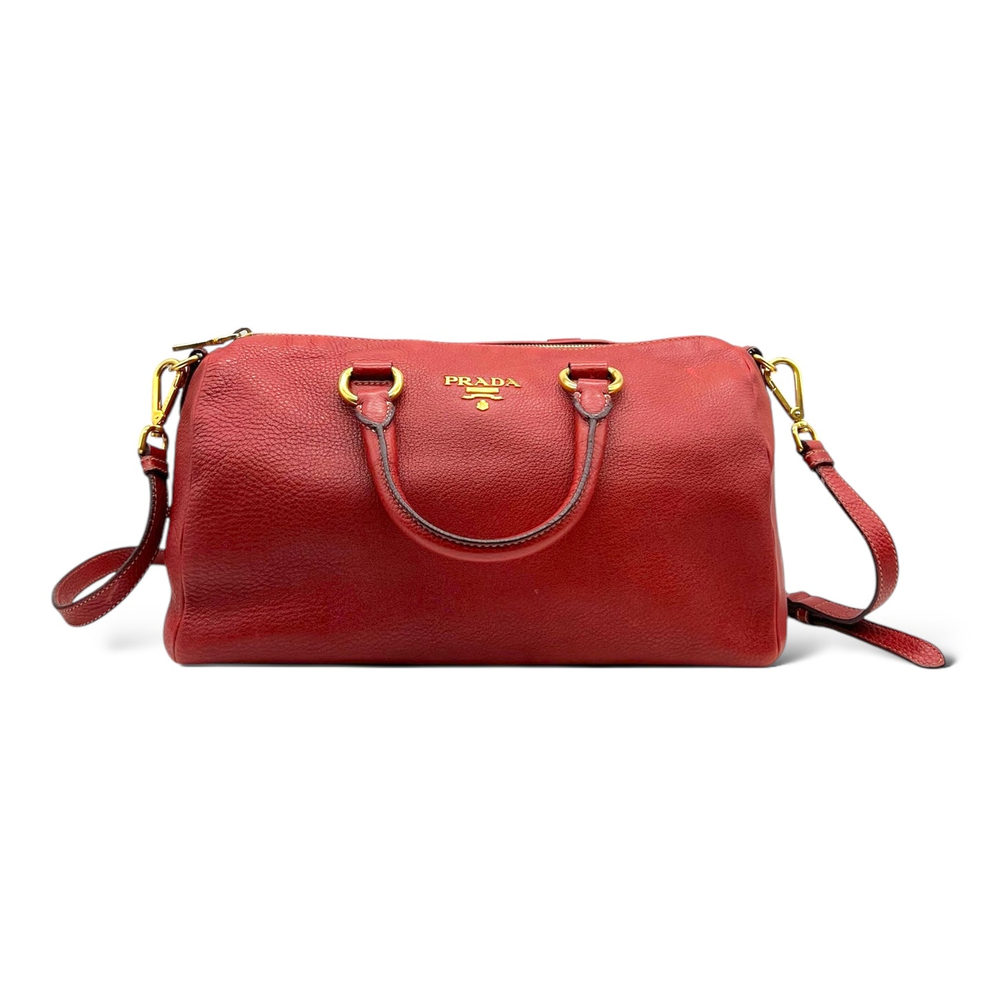 Prada Vitello Daino Top Handle Shoulder Bag Rosso