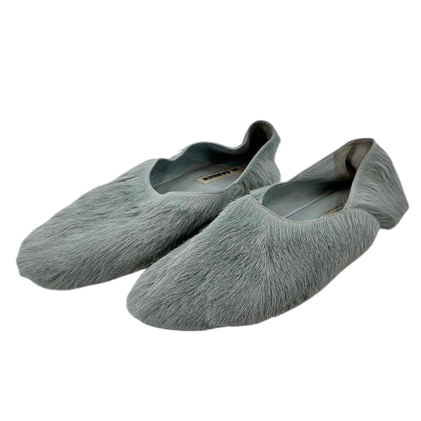 Jil Sander Light Gray Calf Hair Ballet Flats