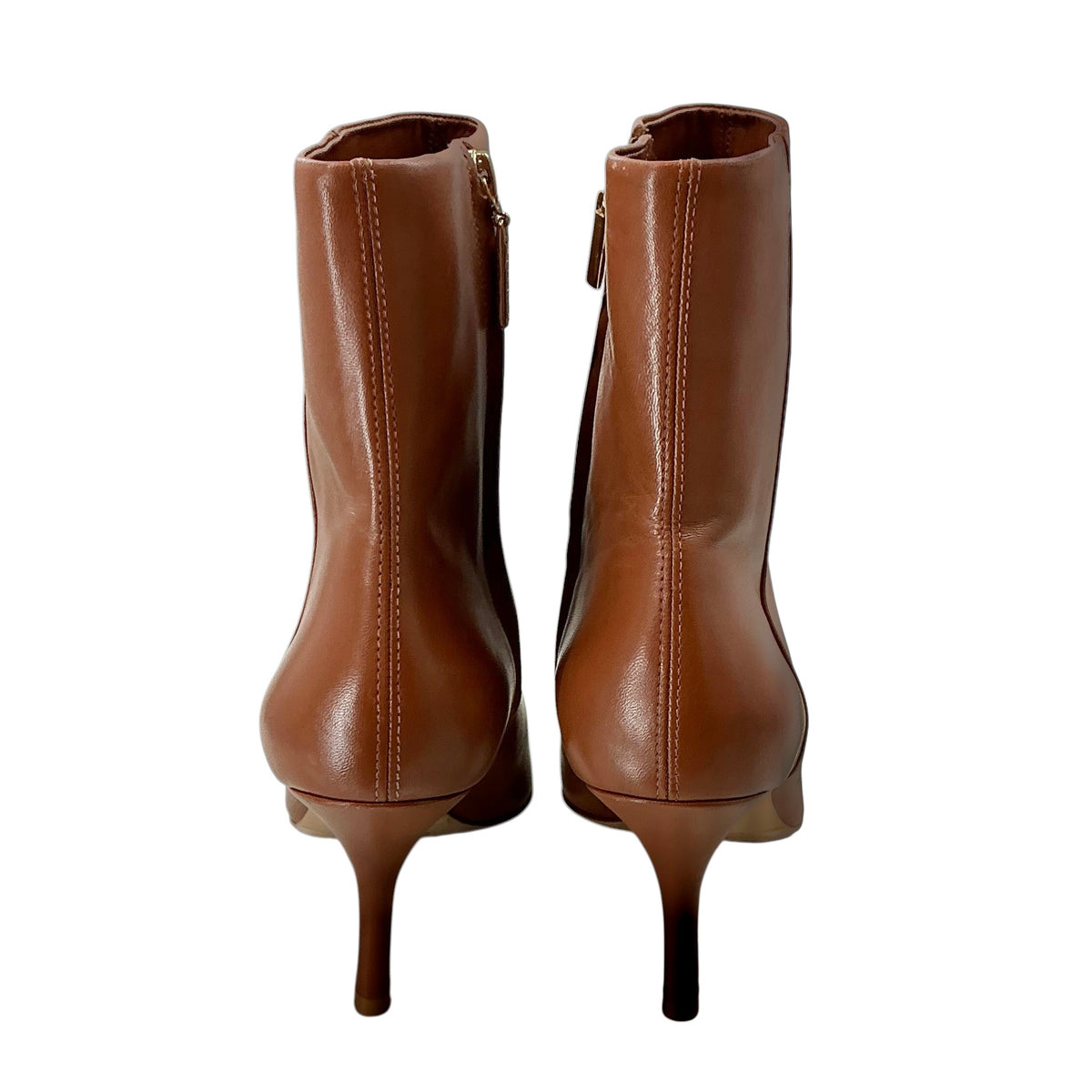 Larroude Tan Leather Mini Kate Pointed Toe Stiletto Boots