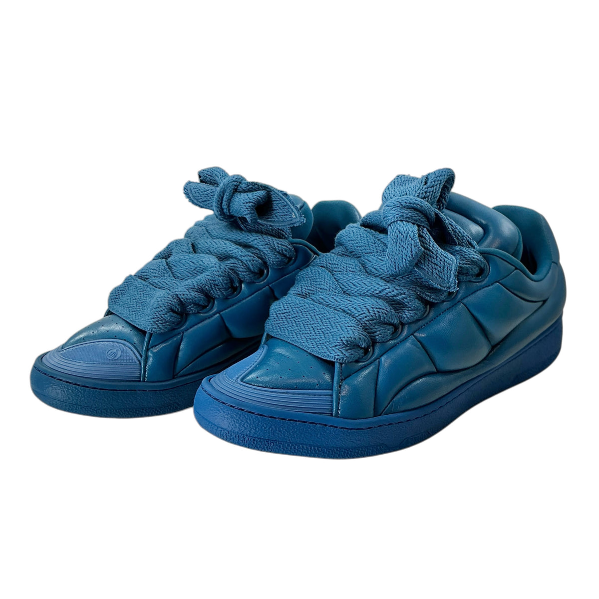 Lanvin Curb XL Padded Leather Low-Top Sneakers - Ocean Blue