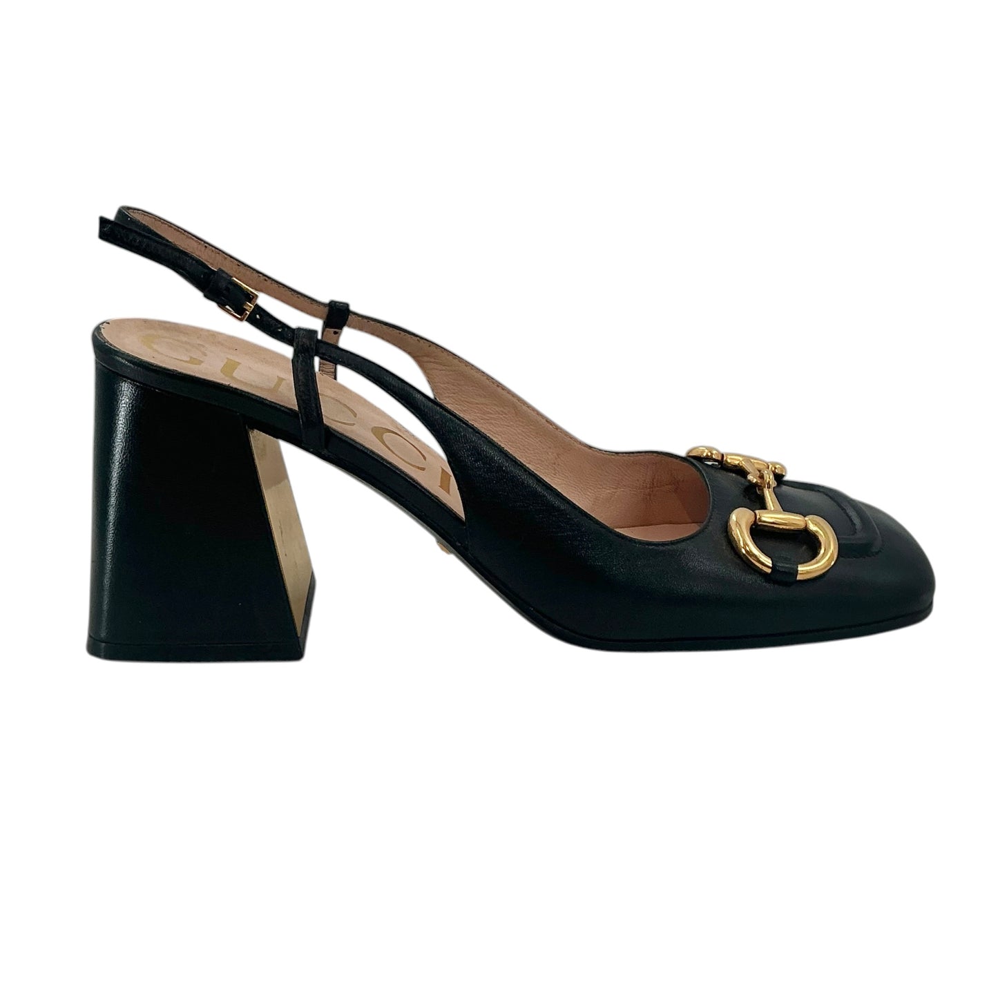 Gucci Baby Horsebit Leather Slingback Pumps