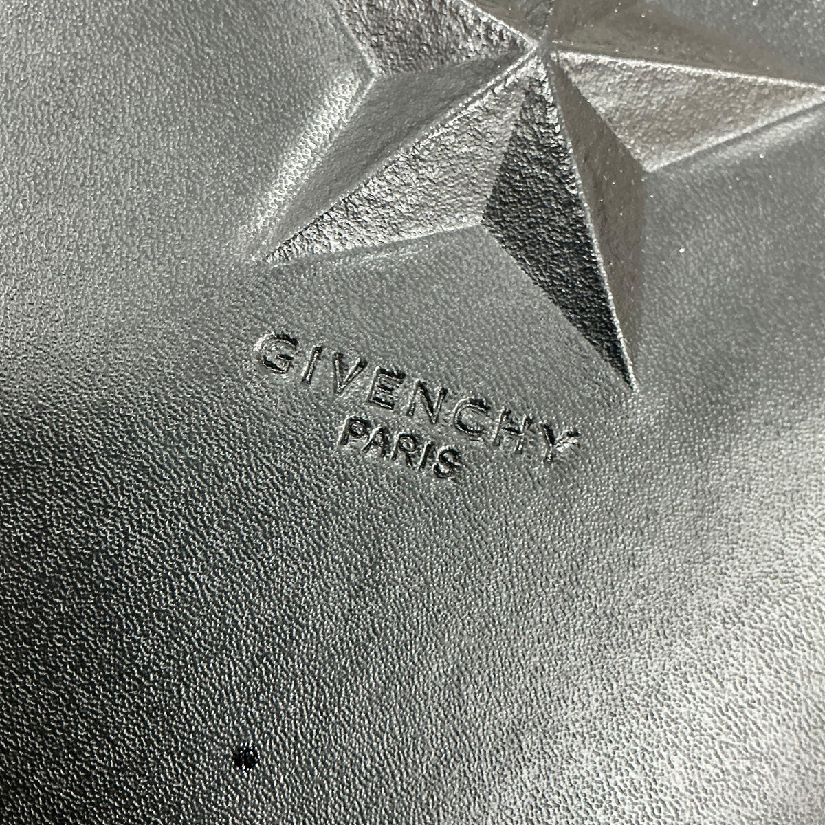 Givenchy Black Smooth Leather Star Embossed Zipper Pouch Clutch