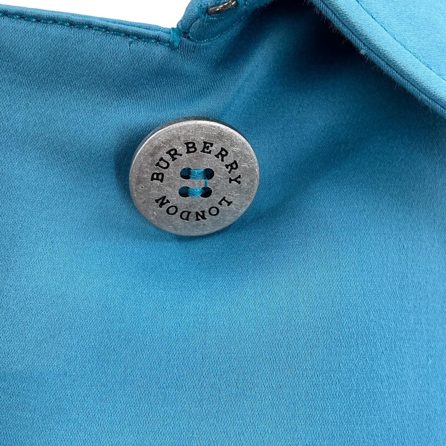 Burberry Blue Single-Breasted Trench Coat