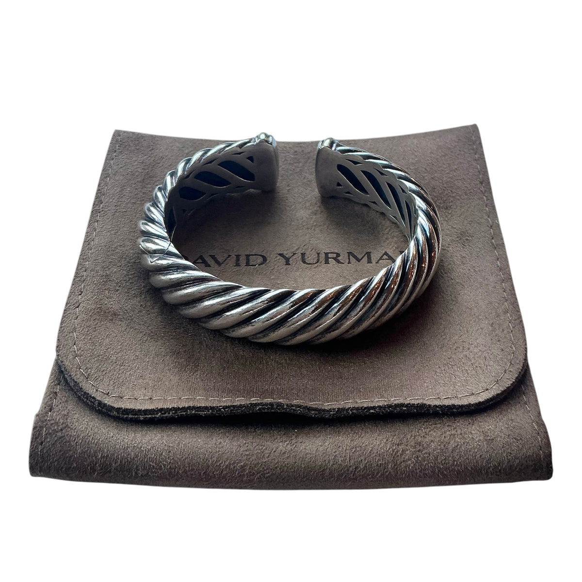 David Yurman Sterling Silver Waverly Cable Cuff Open Bangle Bracelet