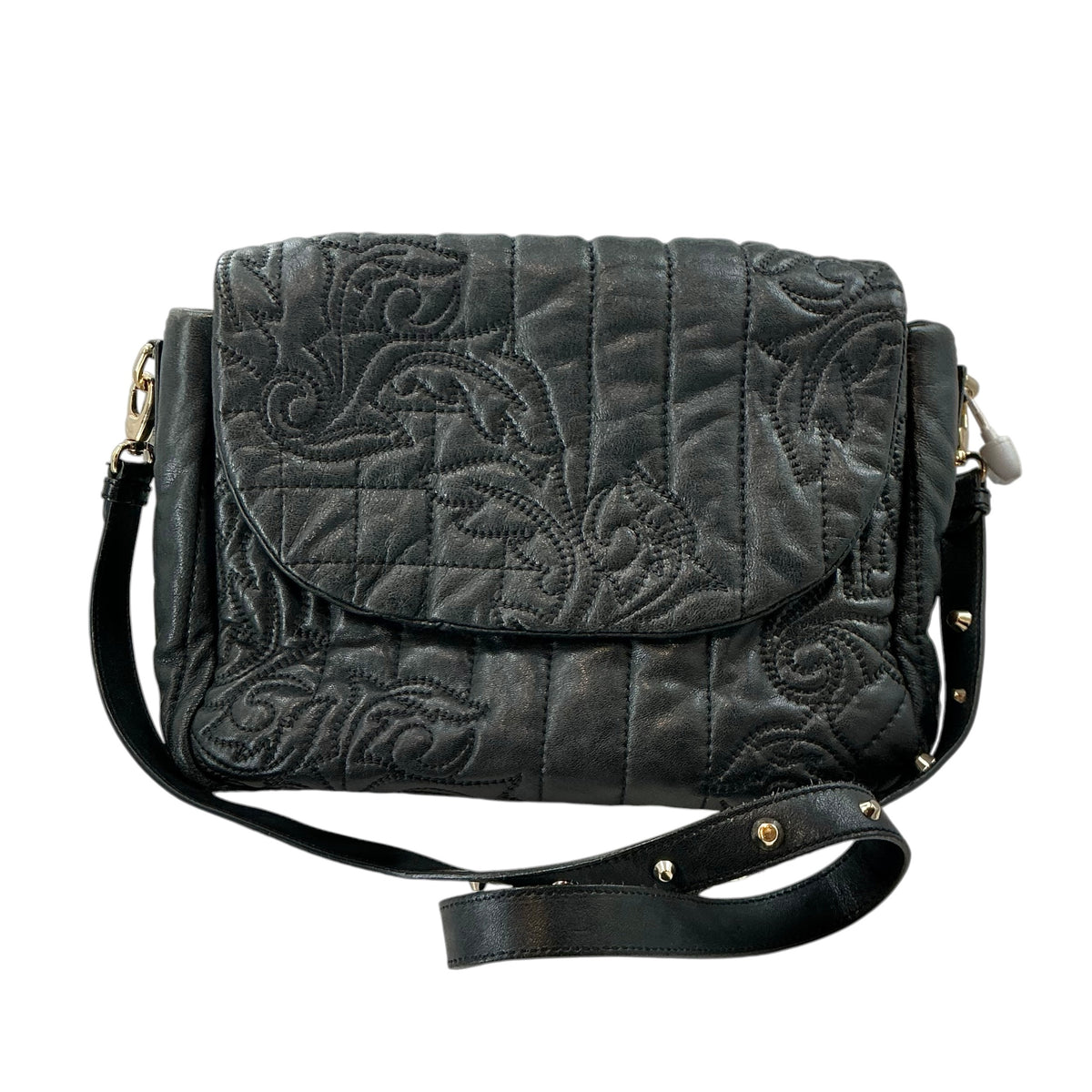 Gianni Versace Quilted Embroidered Leather Crossbody Bag