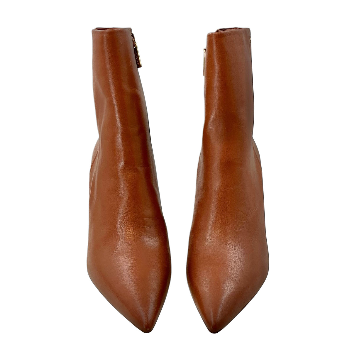 Larroude Tan Leather Mini Kate Pointed Toe Stiletto Boots