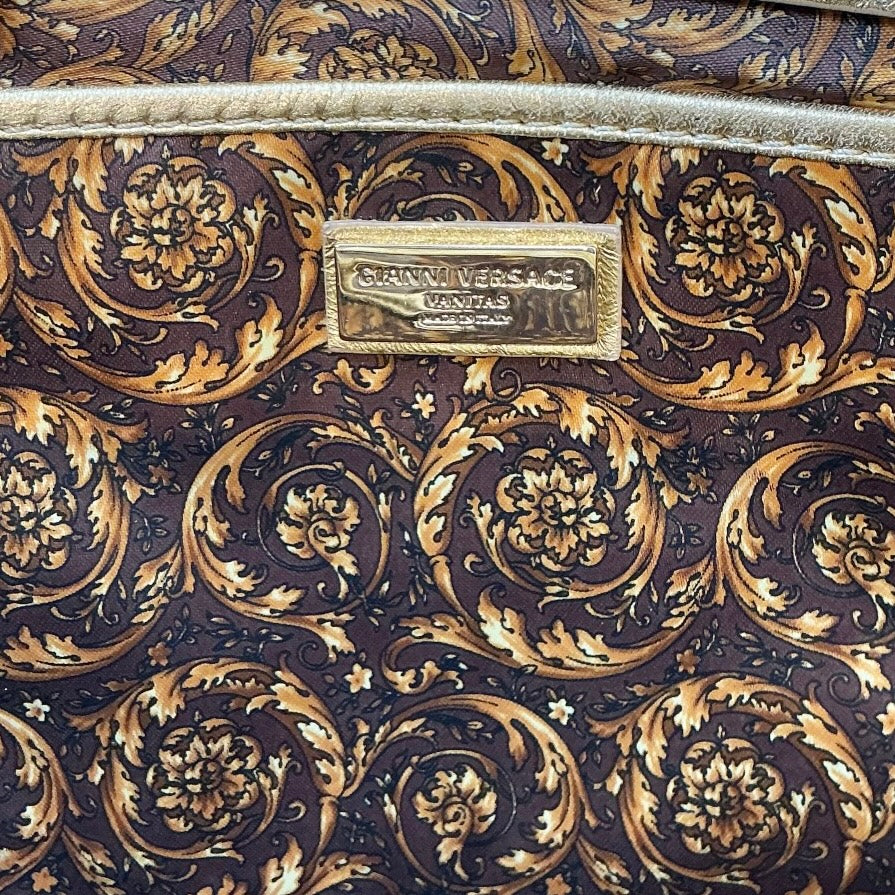 Versace Gold Barocco Quilted Nappa Leather Vanitas Medea Shoulder Bag