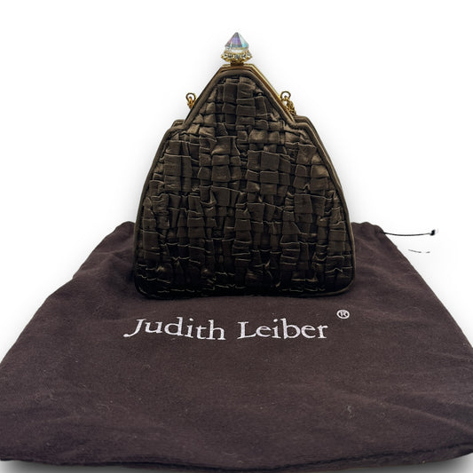 Judith Leiber Vintage Triangle Pleated Silk Crystal Accessory