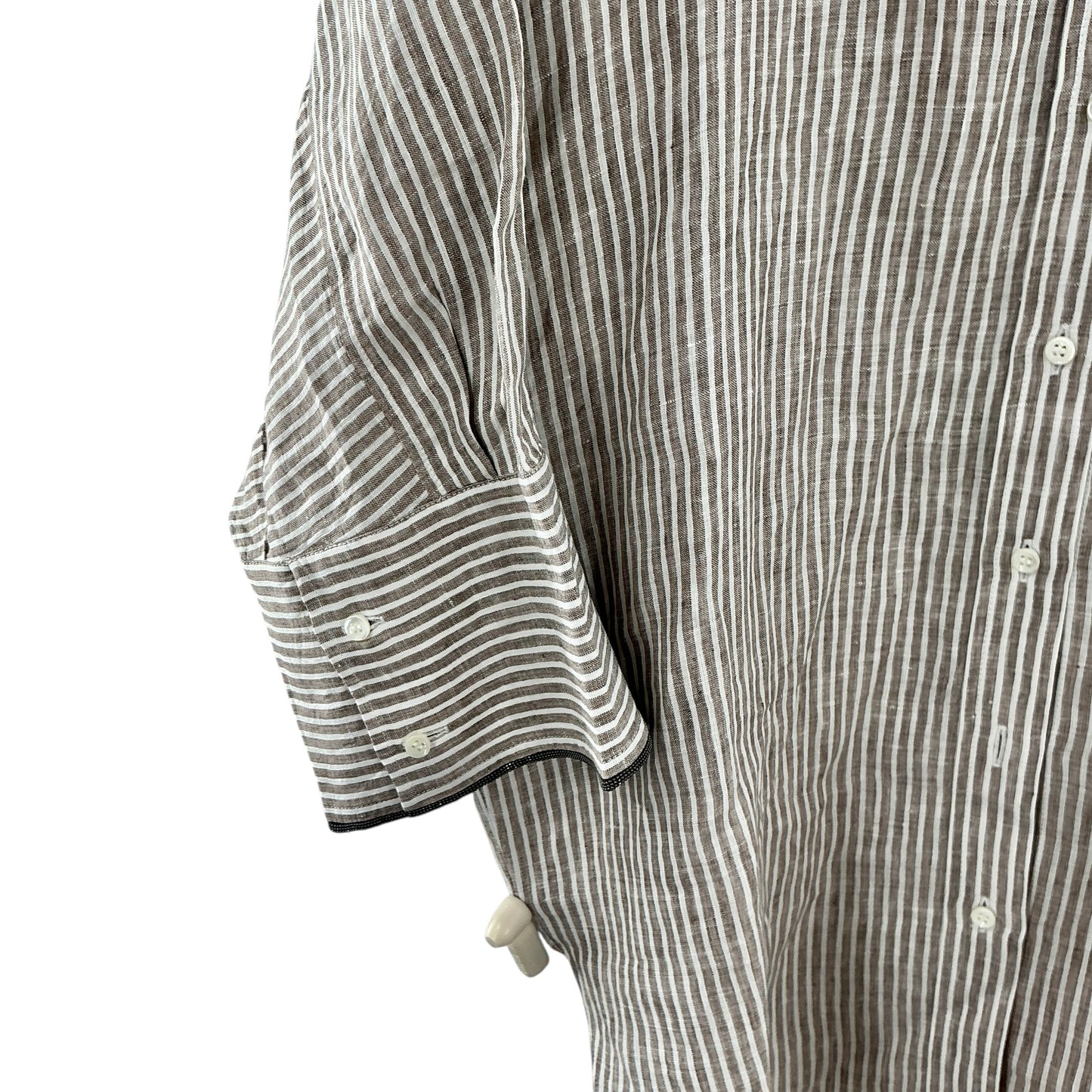 Brunello Cucinelli Striped Linen Button Down Shirt