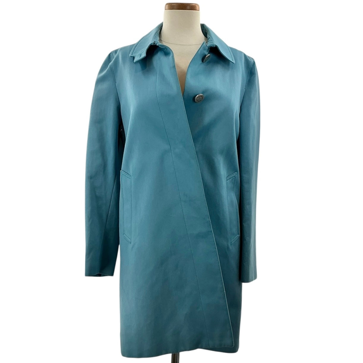 Burberry Blue Single-Breasted Trench Coat
