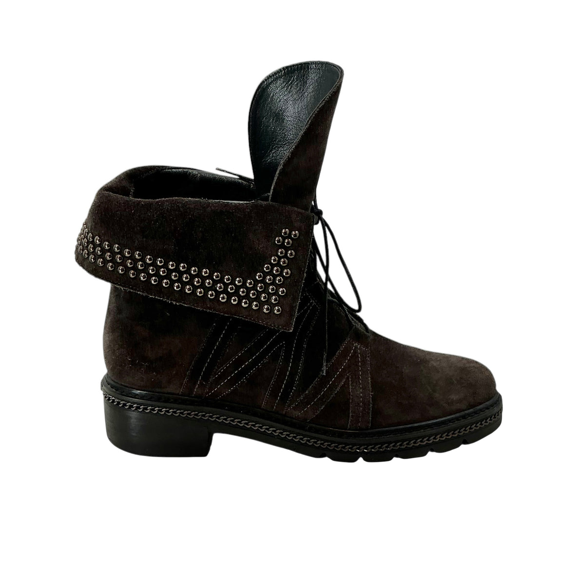 Stuart Weitzman Yadastud Suede Embellished Biker Boots