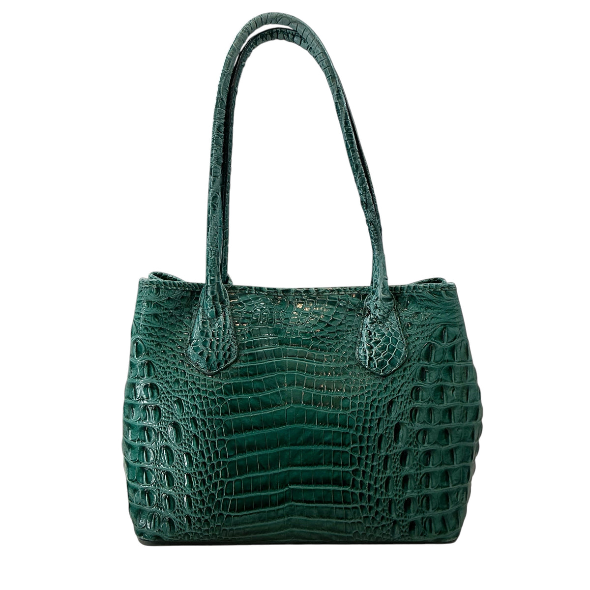 Brahmin Melbourne Leather Tote Bag – Emerald Green Croc Embossed Shoulder