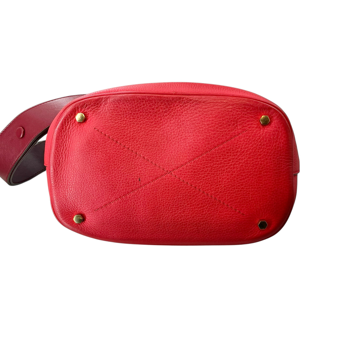 Anya Hindmarch "Build A Bag" Red Pebbled Leather Bucket Bag
