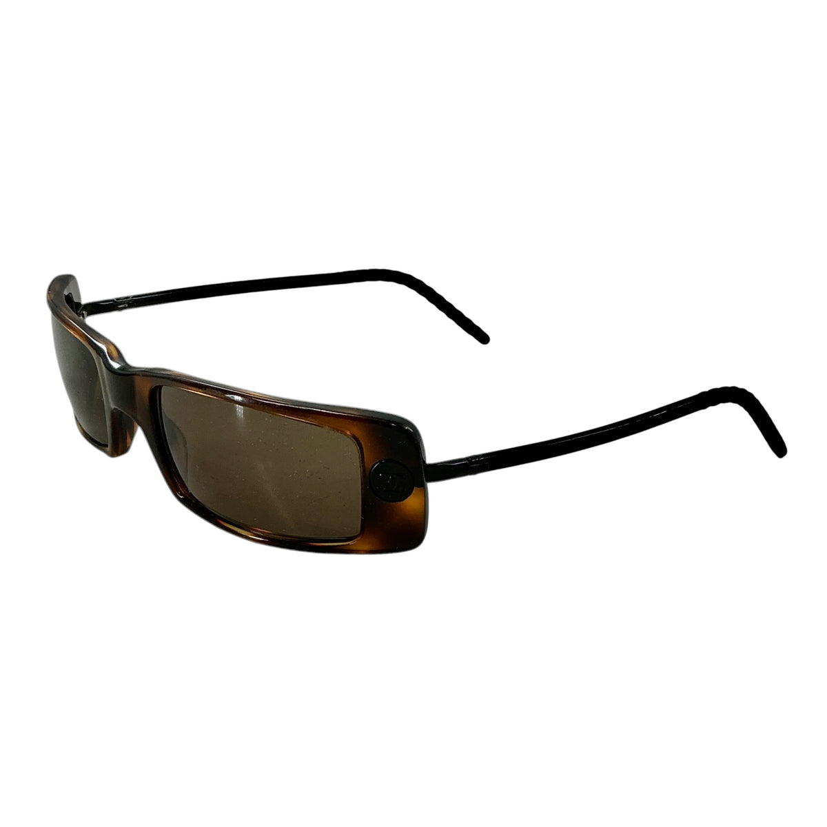 Chanel Vintage Y2K Tortoiseshell Slim Rectangle Sunglasses - Model 5036