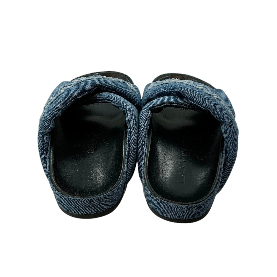 Lanvin Tinkle Logo-Embroidered Denim Sliders