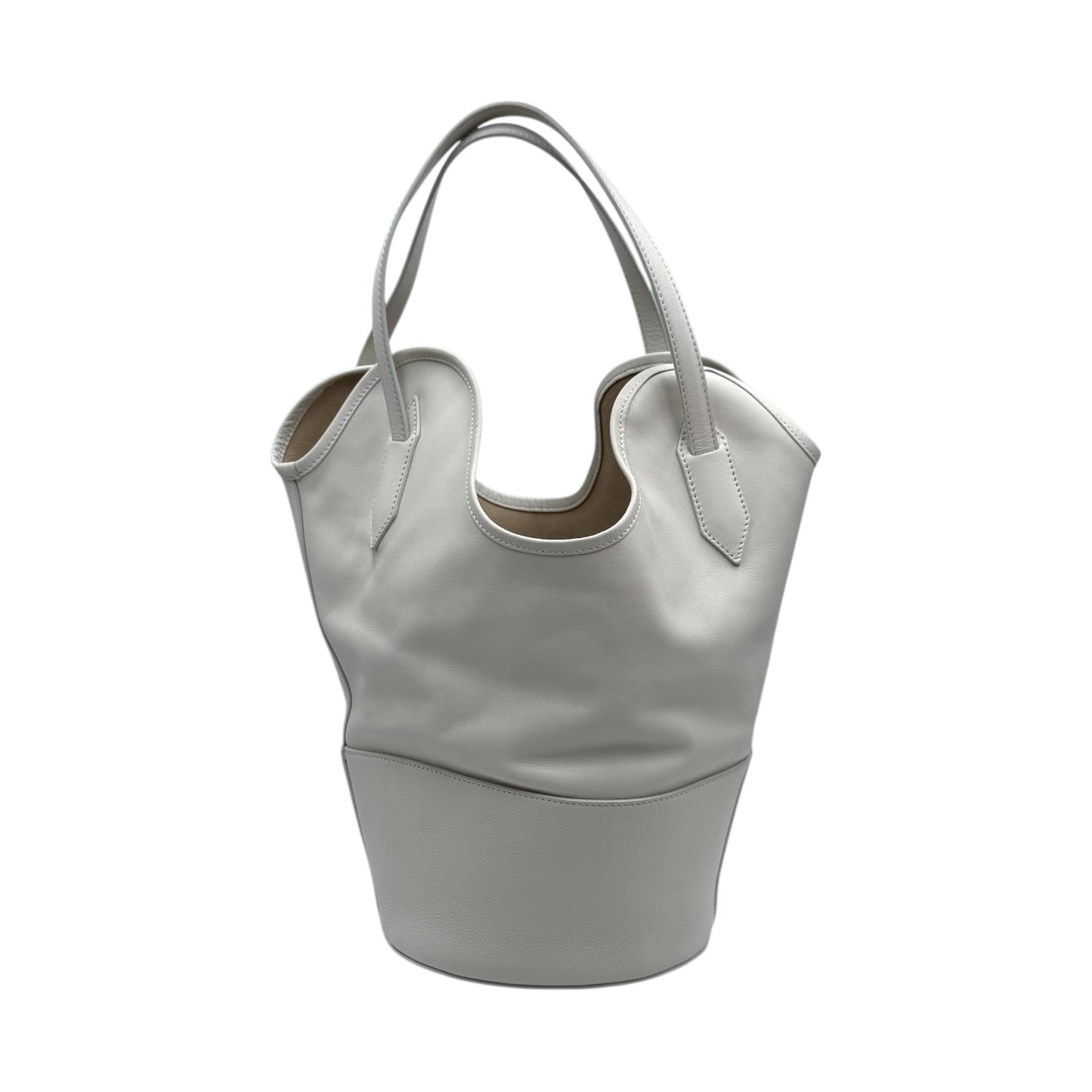 J&M Davidson Ecru Leather Bucket Bag