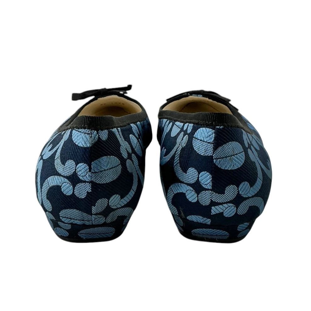 Prada Blue & Black Brocade Jacquard Pointed-Toe Ballet Flats