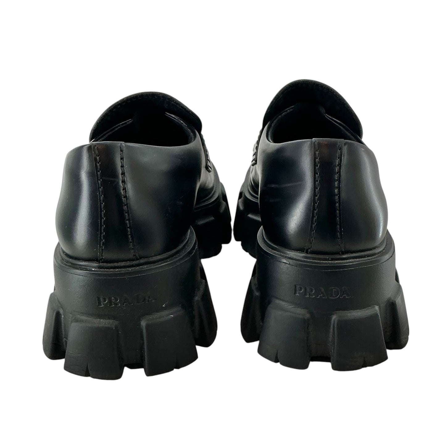 Prada Monolith Brushed Leather Loafers