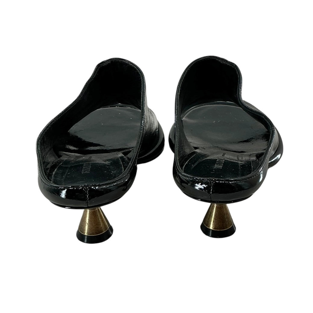 Khaite Watts Black Patent Leather Mule Sandal