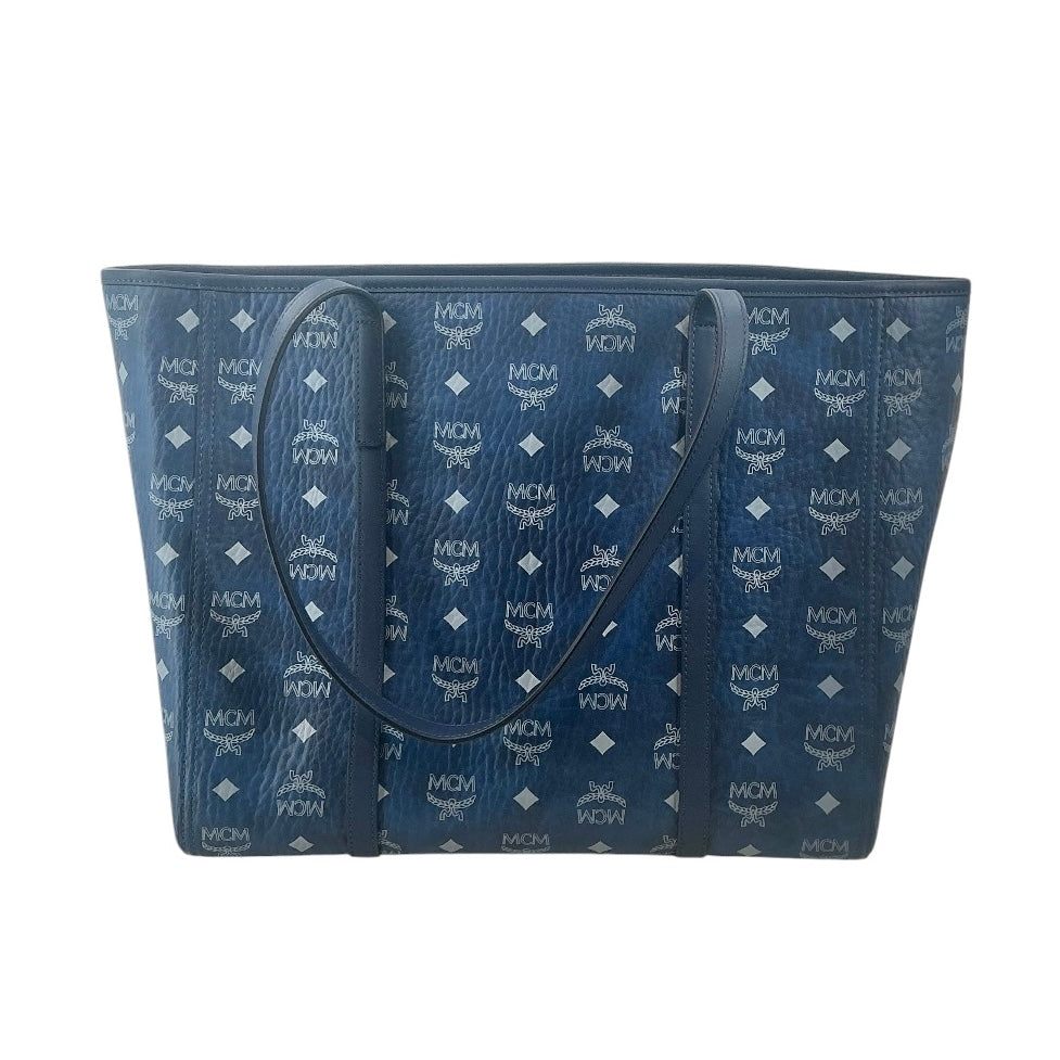 MCM Medium Toni Top-Zip Shopper in Blue Visetos
