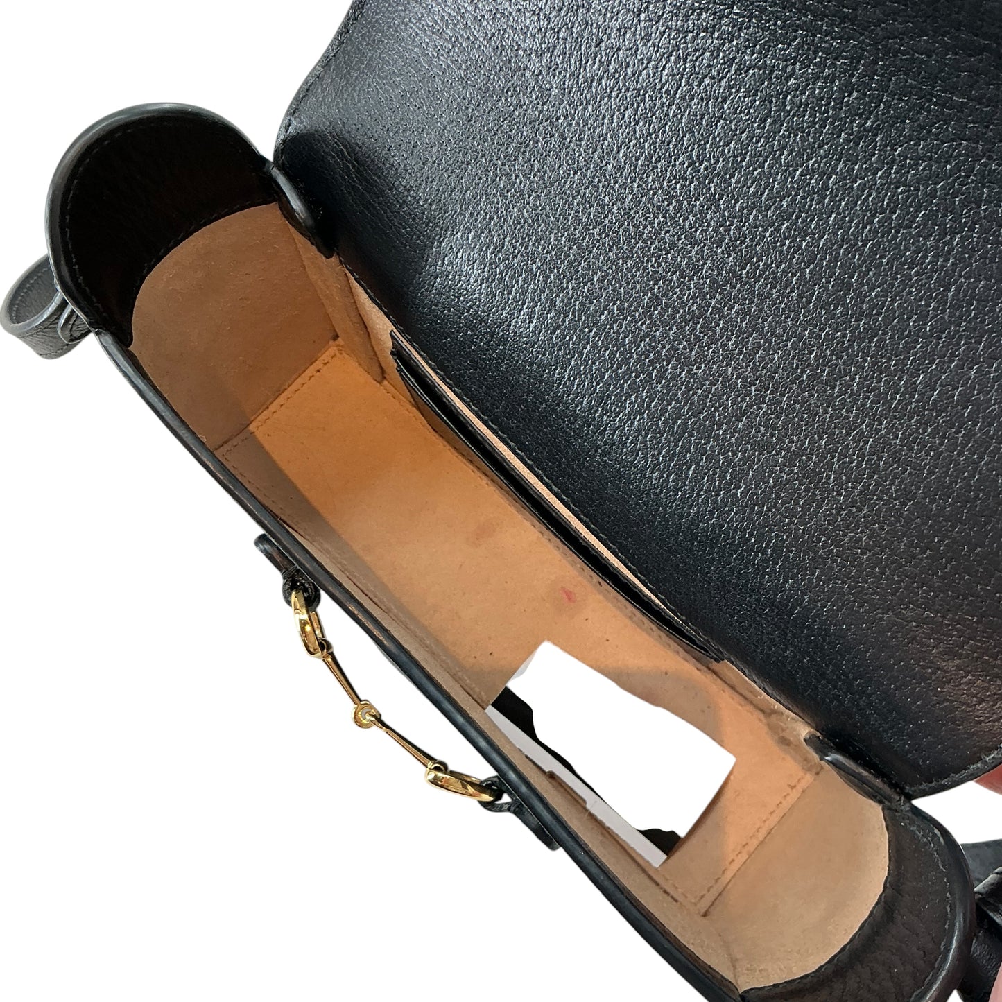 GUCCI Black Grained Leather Small Horsebit 1955 Shoulder Bag