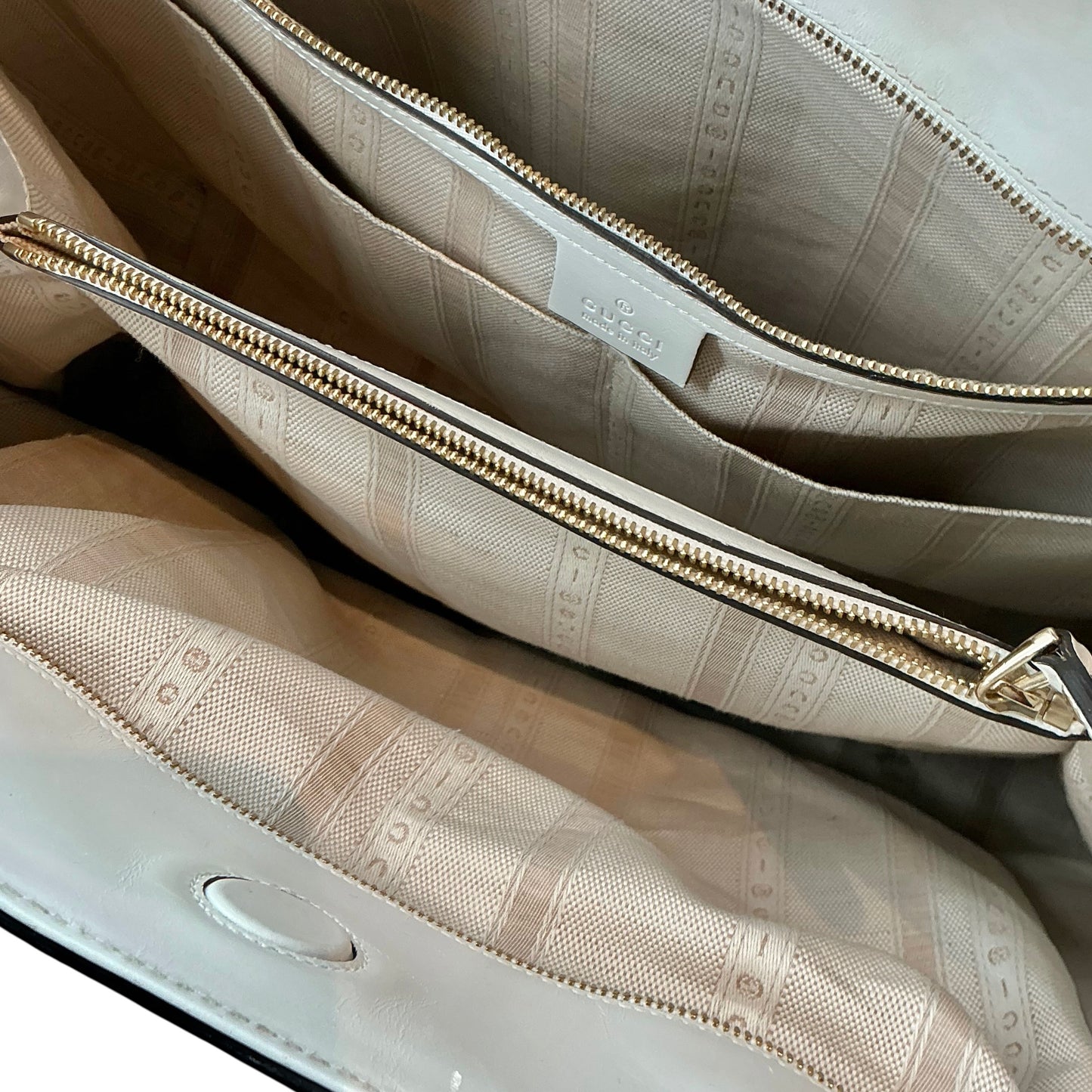 Gucci White Bright Diamante Leather Top Handle Tote Bag