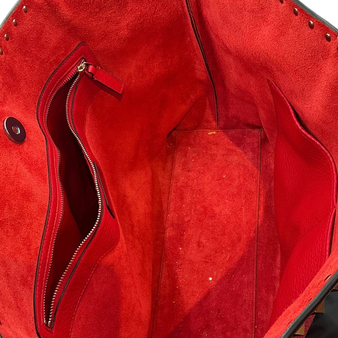 Valentino Garavani Rockstud Tote in Red Grainy Calfskin Leather