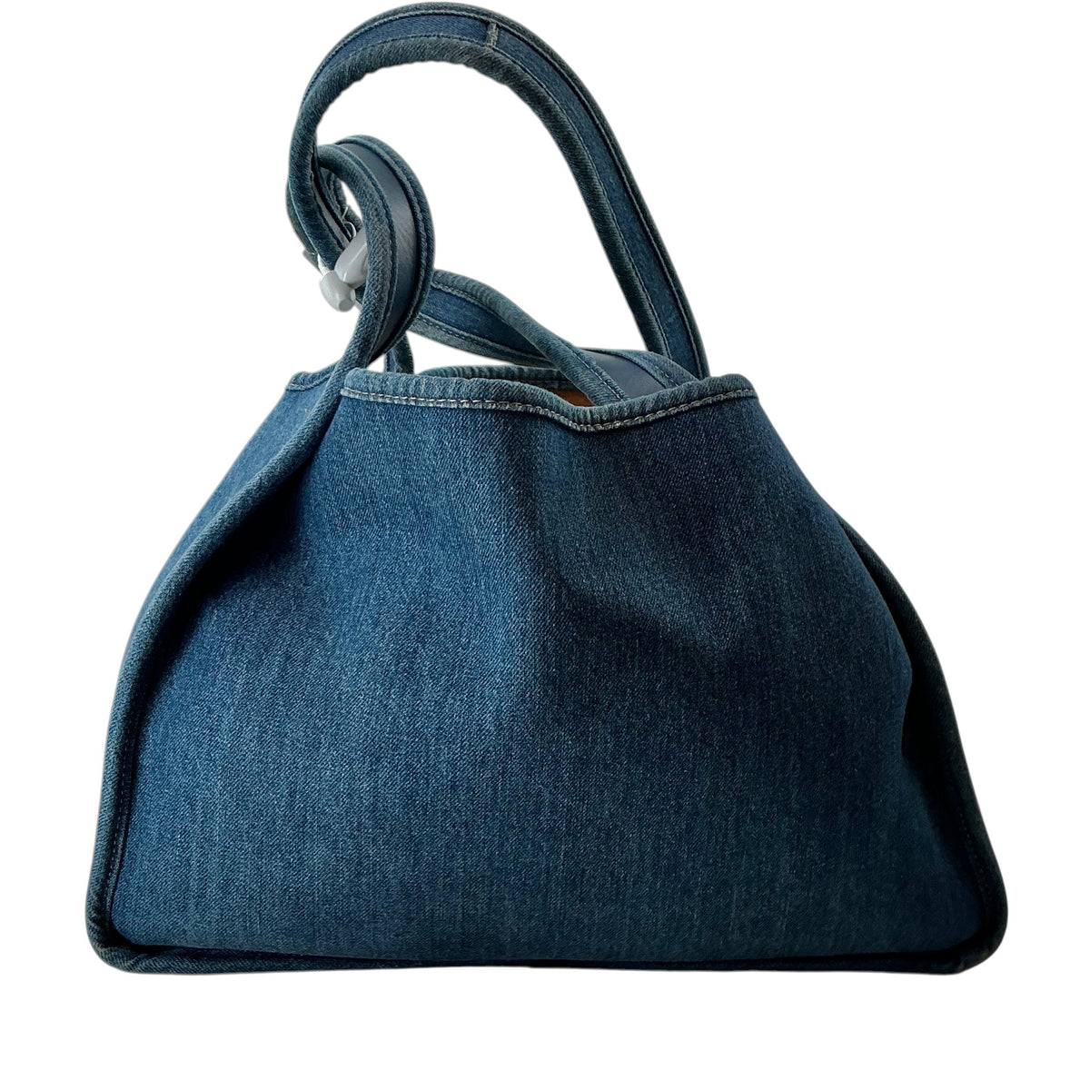 Stella McCartney Blue Denim Stella Logo Medium Tote Bag with Pouch