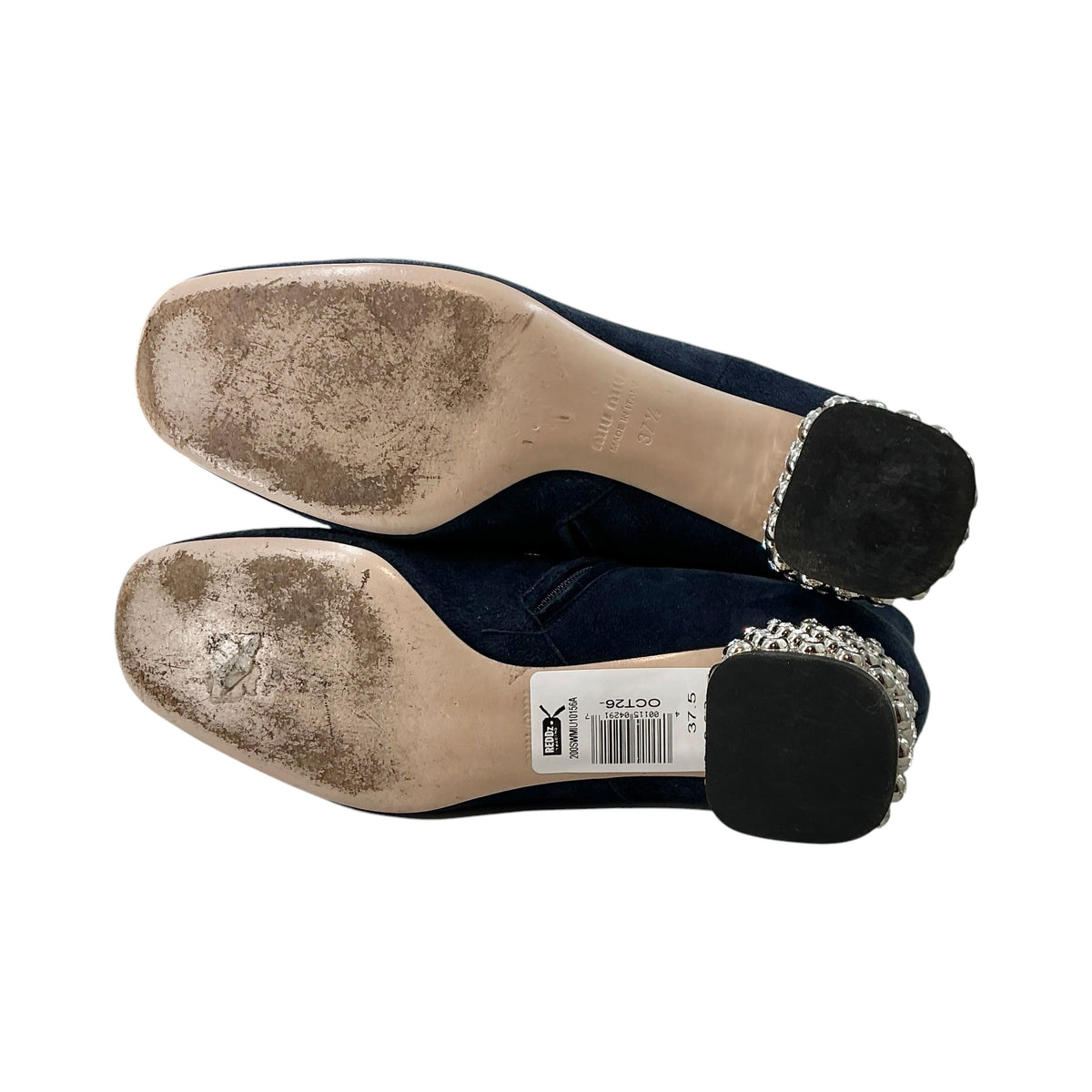 Miu Miu Crystal-Embellished Suede Ankle Boots