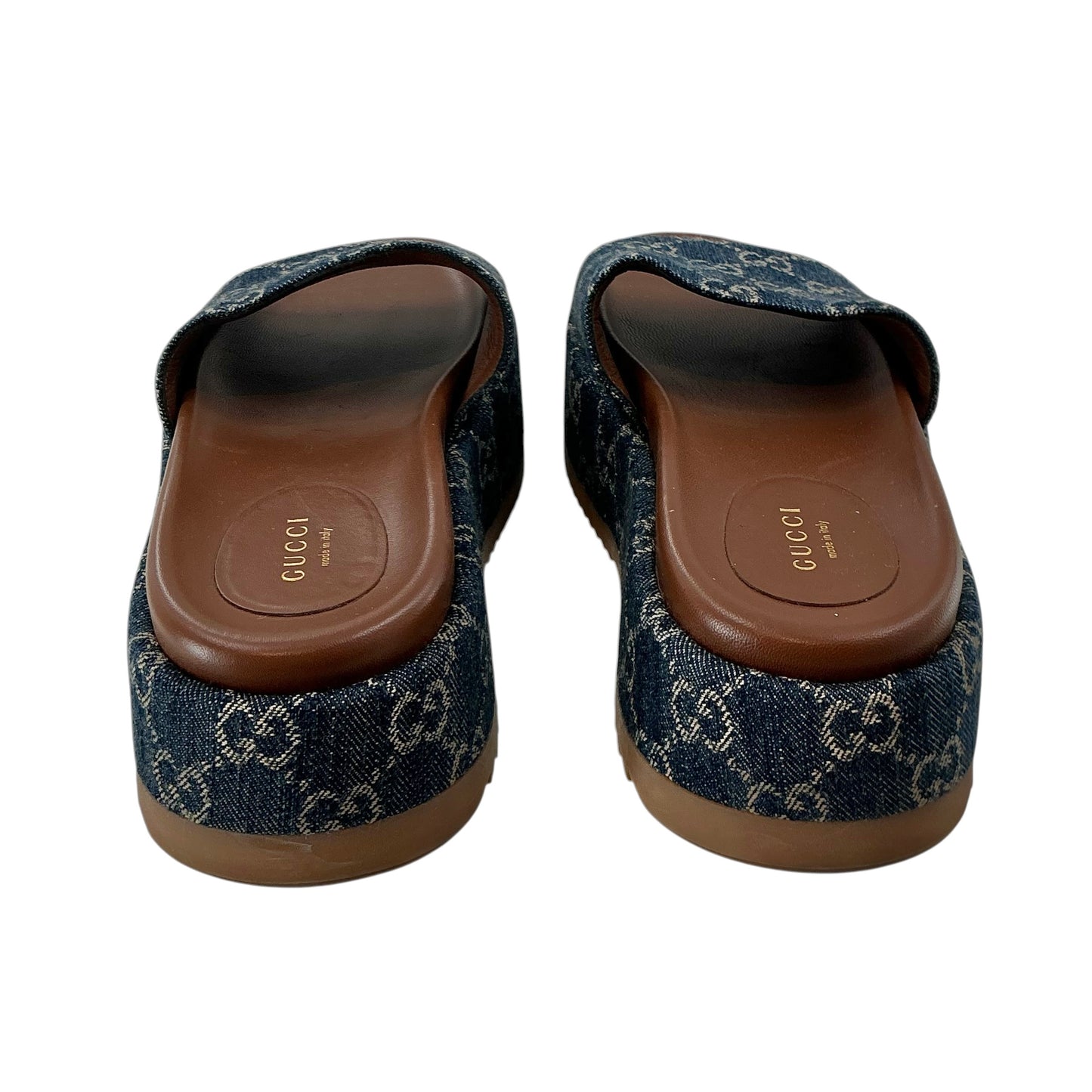 Gucci Angelina GG Denim Platform Slide Sandals